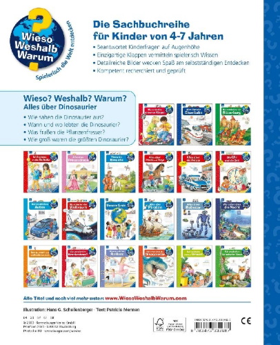 Buchcover und Innenansicht für das Buch: Wieso? Weshalb? Warum?, Band 12: Alles über Dinosaurier