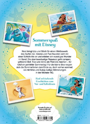 Buchcover und Innenansicht für das Buch: Disney Sommergeschichten - Erstlesebuch ab 7 Jahren zum Lesenlernen