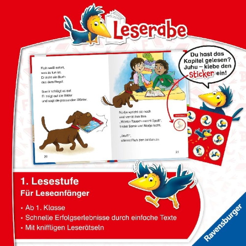 Buchcover und Innenansicht für das Buch: Leserabe 1. Lesestufe - Schulgeschichten mit Hund Floh