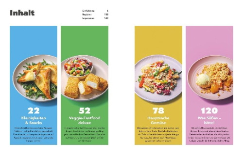 Buchcover und Innenansicht für das Buch: Lieblingsrezepte aus deinem Airfryer - vegetarisch