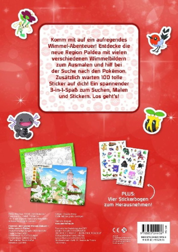 Buchcover und Innenansicht für das Buch: Pokémon - Mes coloriages cherche-et-trouve - Bienvenue à Paldea