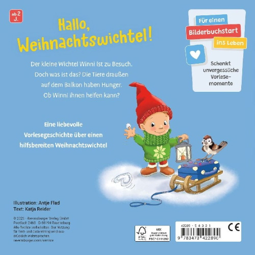 Buchcover und Innenansicht für das Buch: Die Tiere und der Weihnachtswichtel