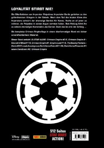Buchcover und Innenansicht für das Buch: US-Star Wars: Crimson Empire #0-6, Crimson Empire II - Council of Blood #1-6, Crimson Empire III - Empire Lost #1-6, The Bounty Hunters - Kenix Kil #1 sowie Auszüge aus Dark Horse Extra #21-24, Dark Horse Presents #1 sowie Handbook #2: Crimson Empire
