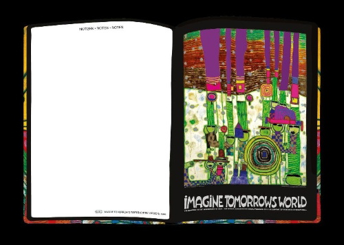 Buchcover und Innenansicht für das Buch: Hundertwasser Agenda 2027. Tagesplaner