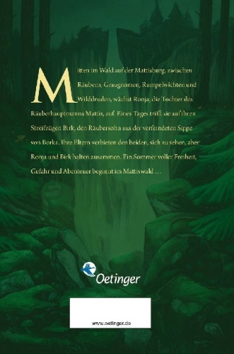 Buchcover und Innenansicht für das Buch: Ronja rövardotter