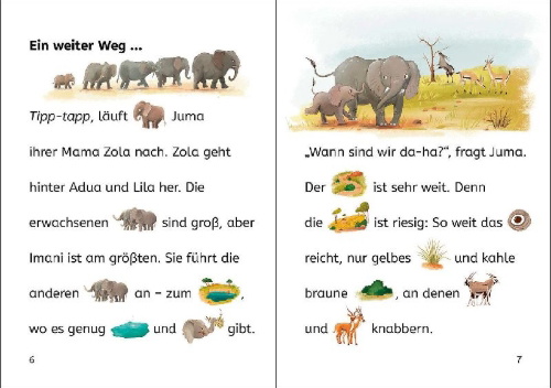 Buchcover und Innenansicht für das Buch: Bildermaus - Nur Mut, kleiner Elefant!
