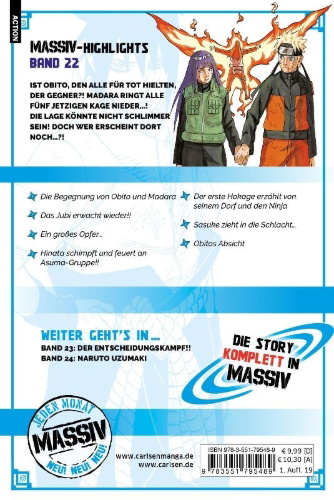 Buchcover und Innenansicht für das Buch: NARUTO Massiv 22