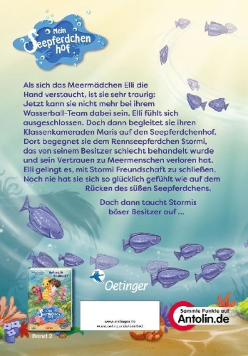Buchcover und Innenansicht für das Buch: Mein Seepferdchenhof 1. Wilde Flosse, großes Herz