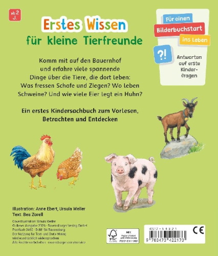 Buchcover und Innenansicht für das Buch: Entdecke die Bauernhoftiere