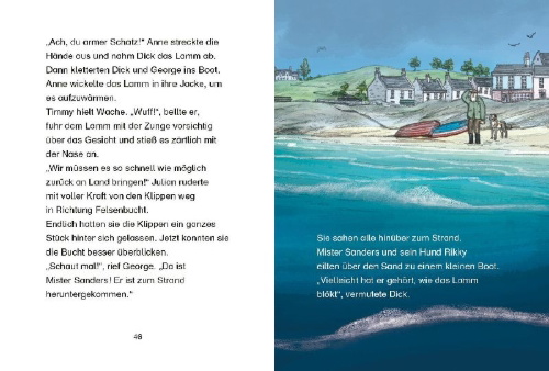 Buchcover und Innenansicht für das Buch: Fünf Freunde JUNIOR - Gefahr auf den Klippen