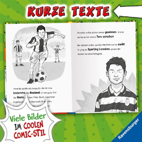 Buchcover und Innenansicht für das Buch: Football Superstars. Ronaldo Rules