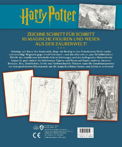 Buchcover und Innenansicht für das Buch: How to Draw Harry Potter: Includes Instruction Book and Sketch Pad
