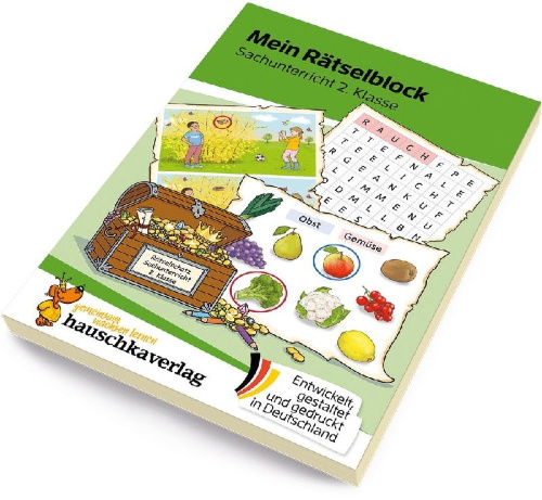 Buchcover und Innenansicht für das Buch: Mein Rätselblock Sachunterricht 2. Klasse