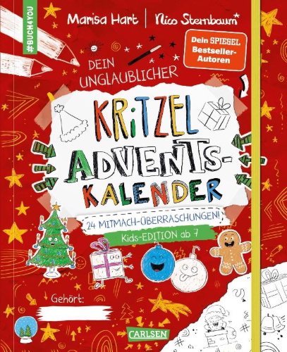 Buchcover und Innenansicht für das Buch: #buch4you: Kritzel-Mitmach-Adventskalender