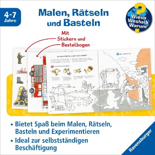 Buchcover und Innenansicht für das Buch: Wieso? Weshalb? Warum? aktiv-Heft: Feuerwehr