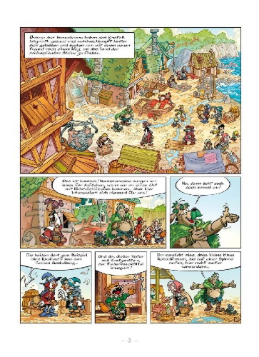 Buchcover und Innenansicht für das Buch: Die Schlümpfe und das verlorene Dorf. Band 6
