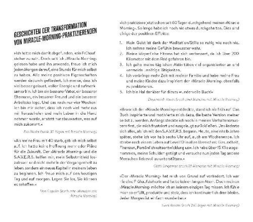 Buchcover und Innenansicht für das Buch: The Miracle Morning