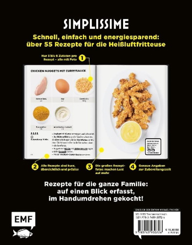 Buchcover und Innenansicht für das Buch: Simplissime - Les Recettes au Airfryer NInja