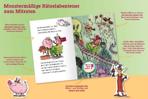 Buchcover und Innenansicht für das Buch: Der Monsterjäger-Club 3 - Gruselparty in der Monsterschule