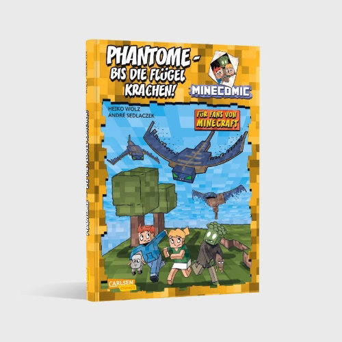 Buchcover und Innenansicht für das Buch: Phantome - bis die Flügel krachen! Für Fans von Minecraft