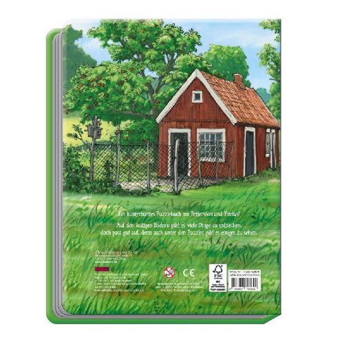 Buchcover und Innenansicht für das Buch: Trötsch Pettersson und Findus Puzzlebuch