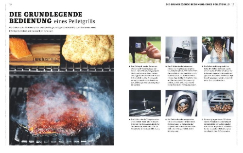 Buchcover und Innenansicht für das Buch: Weber's Pelletgrillbibel