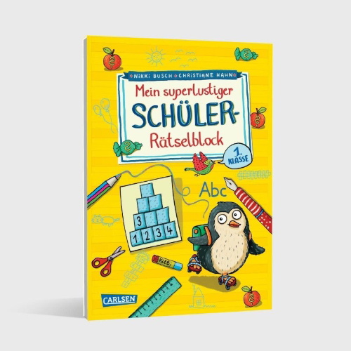 Buchcover und Innenansicht für das Buch: Mein superlustiger Schüler-Rätselblock