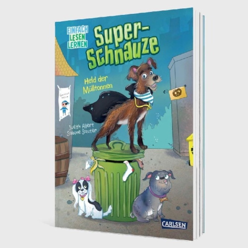 Buchcover und Innenansicht für das Buch: Super-Schnauze: Held der Mülltonnen