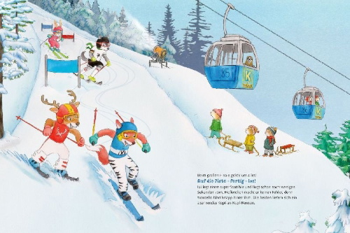 Buchcover und Innenansicht für das Buch: Auf die Piste, fertig, los!