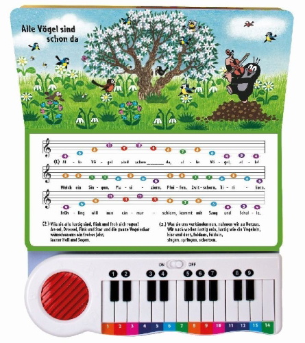 Buchcover und Innenansicht für das Buch: Trötsch Der kleine Maulwurf Klavierbuch Meine ersten Lieder