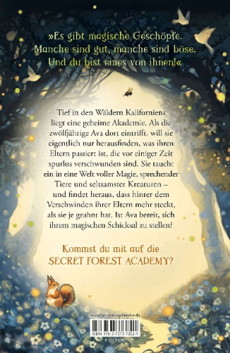 Buchcover und Innenansicht für das Buch: Secret Forest Academy. Avas Bestimmung