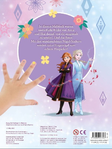 Buchcover und Innenansicht für das Buch: Disney Die Eiskönigin 2: Malzauber - Mit bunten Nagelstickern!