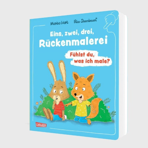 Buchcover und Innenansicht für das Buch: 1,2,3 Rückenmalerei