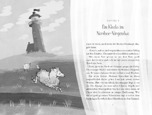 Buchcover und Innenansicht für das Buch: Ein Leuchtturmsommer voller Geheimnisse