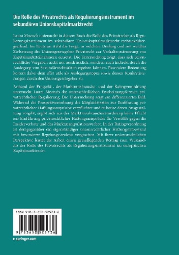 Buchcover und Innenansicht für das Buch: Die Rolle des Privatrechts als Regulierungsinstrument im sekundären Unionskapitalmarktrecht