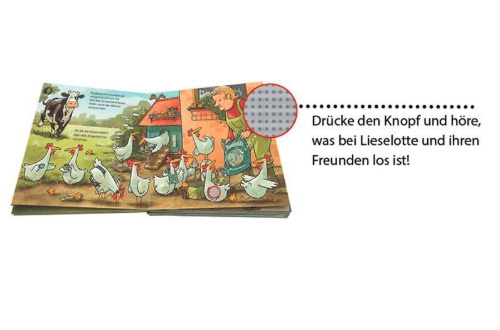 Buchcover und Innenansicht für das Buch: Hörst du das, Lieselotte? (Soundbuch)