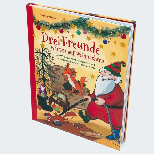 Buchcover und Innenansicht für das Buch: Drei Freunde warten auf Weihnachten