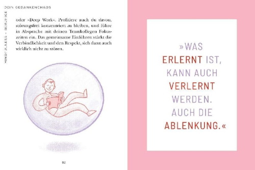 Buchcover und Innenansicht für das Buch: Die 1-Minuten-Strategie gegen mentale Erschöpfung