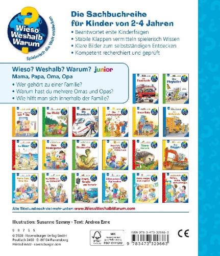 Buchcover und Innenansicht für das Buch: Wieso? Weshalb? Warum? junior, Band 39: Mama, Papa, Oma, Opa
