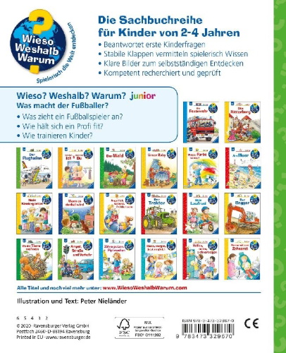Buchcover und Innenansicht für das Buch: Wieso? Weshalb? Warum? junior, Band 68: Was macht der Fußballer?