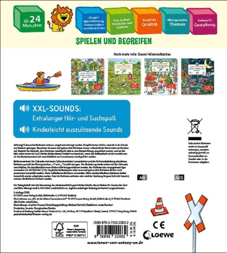 Buchcover und Innenansicht für das Buch: Suche und finde! Sound-Wimmelbuch - Feuerwehr