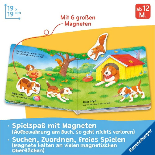 Buchcover und Innenansicht für das Buch: Mein erstes Magnetbuch - Wer gehört zu wem? Tierkinder