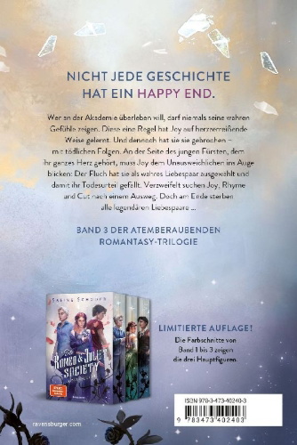 Buchcover und Innenansicht für das Buch: The Romeo & Juliet Society, Band 3 - Diamantentod