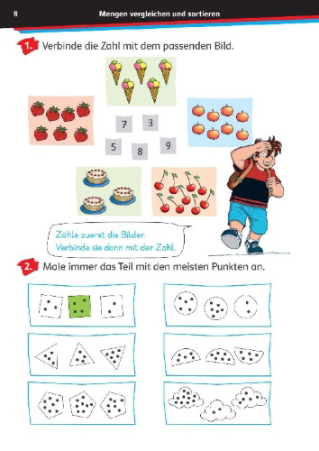 Buchcover und Innenansicht für das Buch: Die drei ??? Kids: Mein Übungsheft Mathe 1. Klasse - Rechnen bis 20