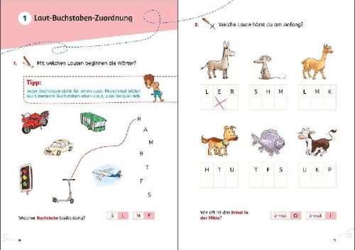 Buchcover und Innenansicht für das Buch: Leselöwen Lernhilfen - Lesen lernen - 1. Klasse