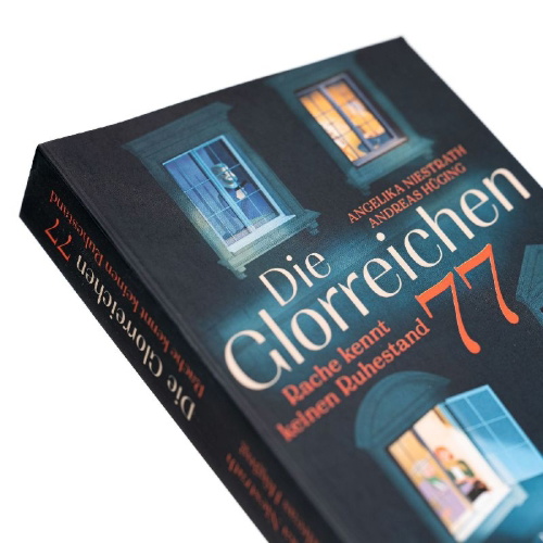 Buchcover und Innenansicht für das Buch: Die Glorreichen 77. Rache kennt keinen Ruhestand