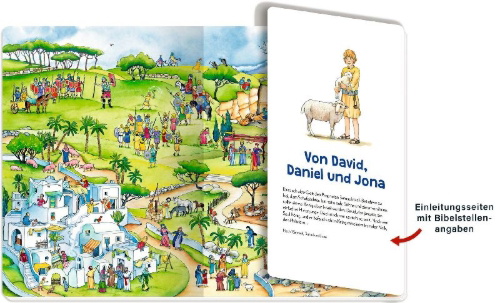 Buchcover und Innenansicht für das Buch: Mein großes Bibel-Wimmelbuch