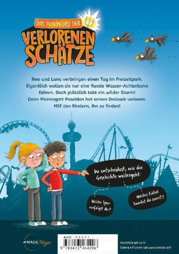Buchcover und Innenansicht für das Buch: Das Fundbüro der verlorenen Schätze - Poseidons Dreizack