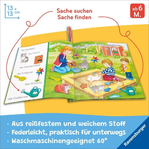 Buchcover und Innenansicht für das Buch: Mein Knuddel-Knautsch-Buch - Sachen suchen. Meine Lieblingstiere