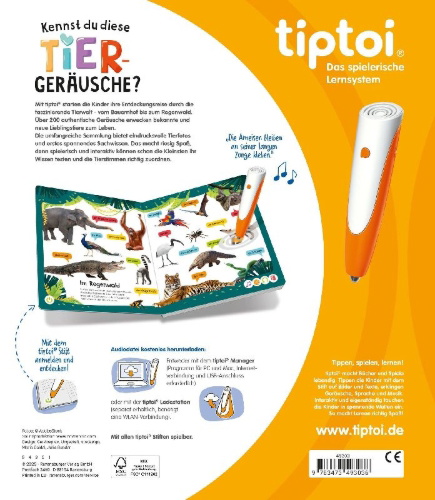 Buchcover und Innenansicht für das Buch: tiptoi® - Kennst du diese Tiergeräusche?
